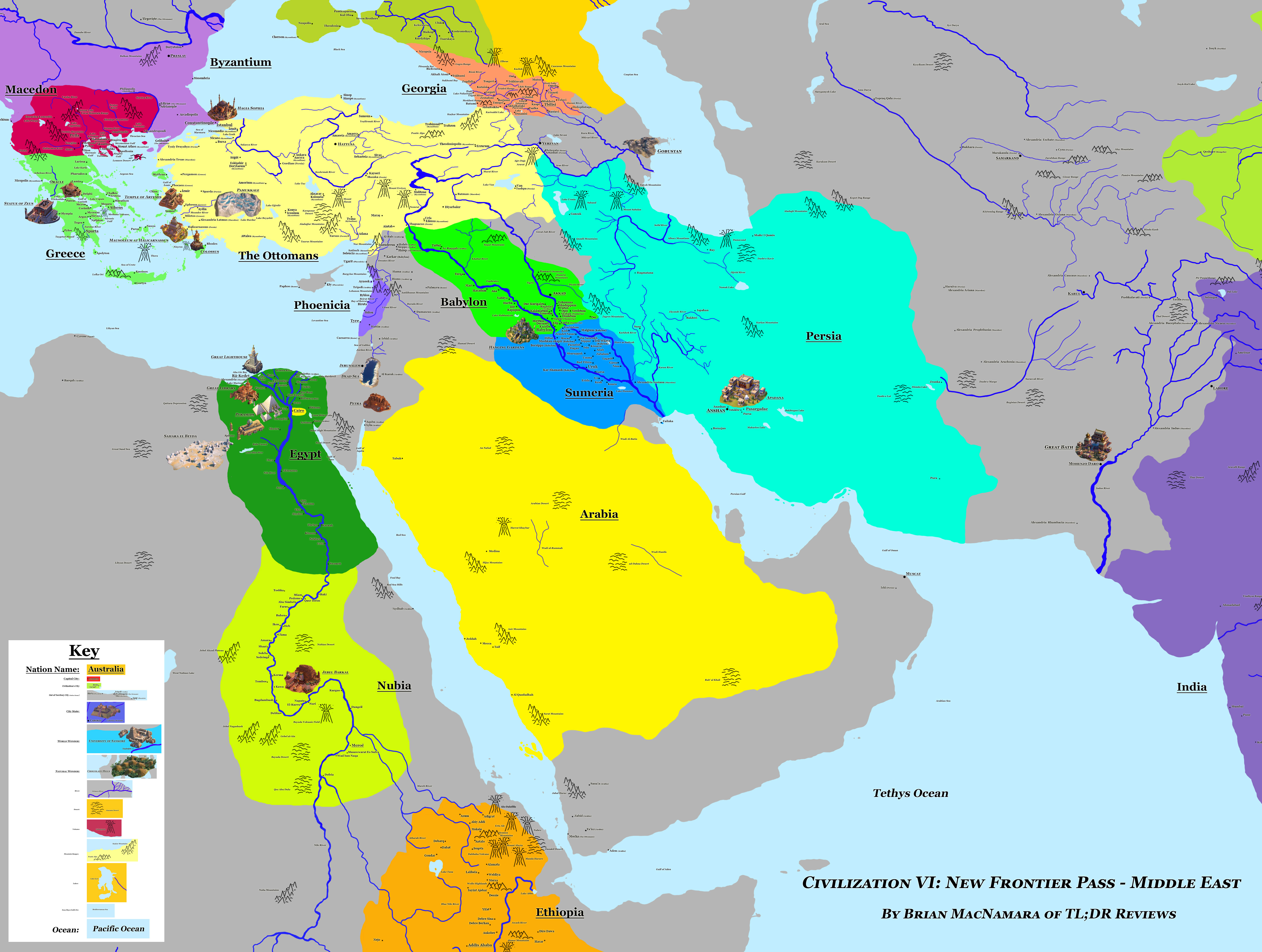 Middle East Map for Civilization VI. Image Credit: Brian MacNamara.