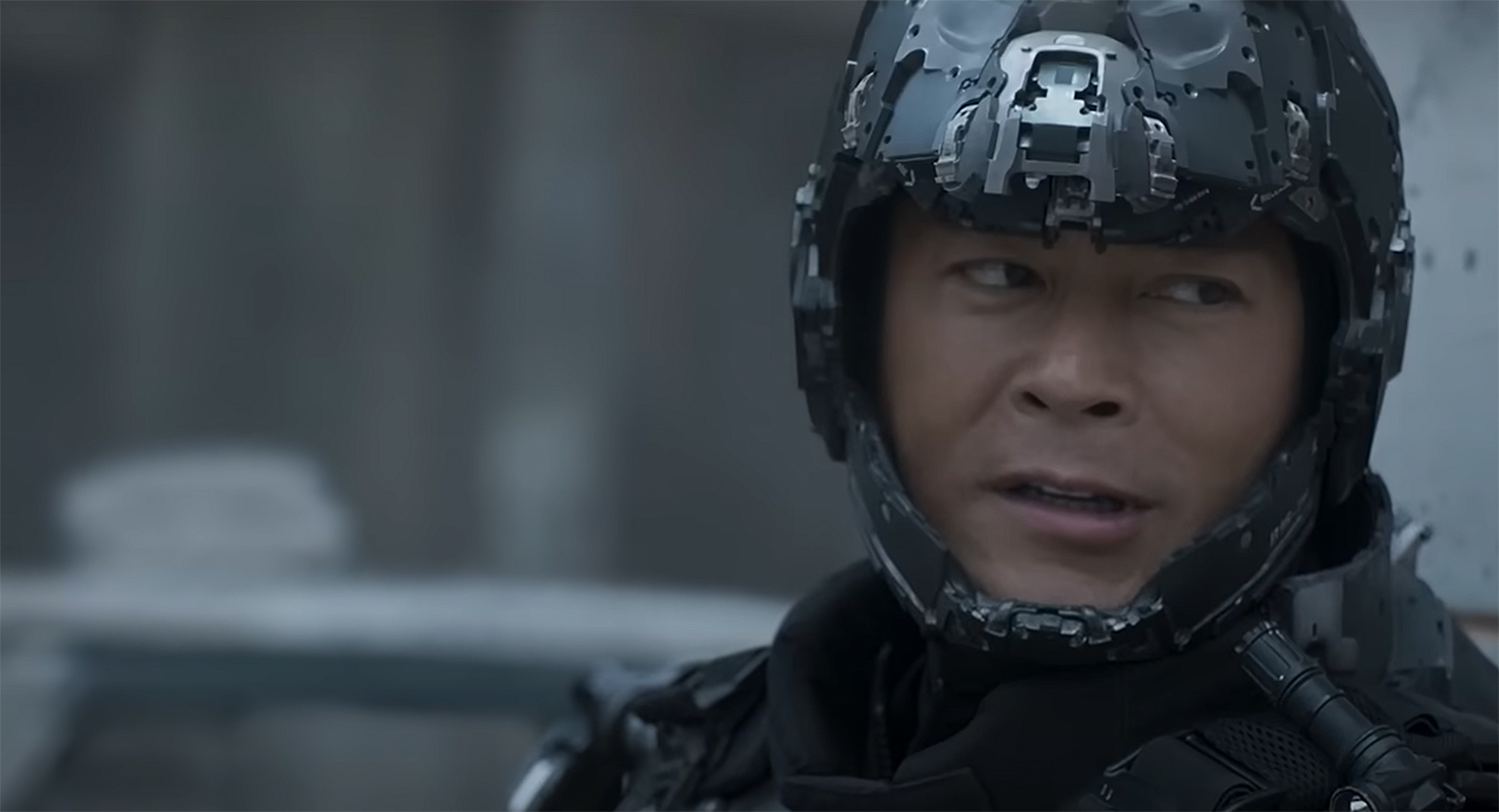 Louis Koo in powered armour.