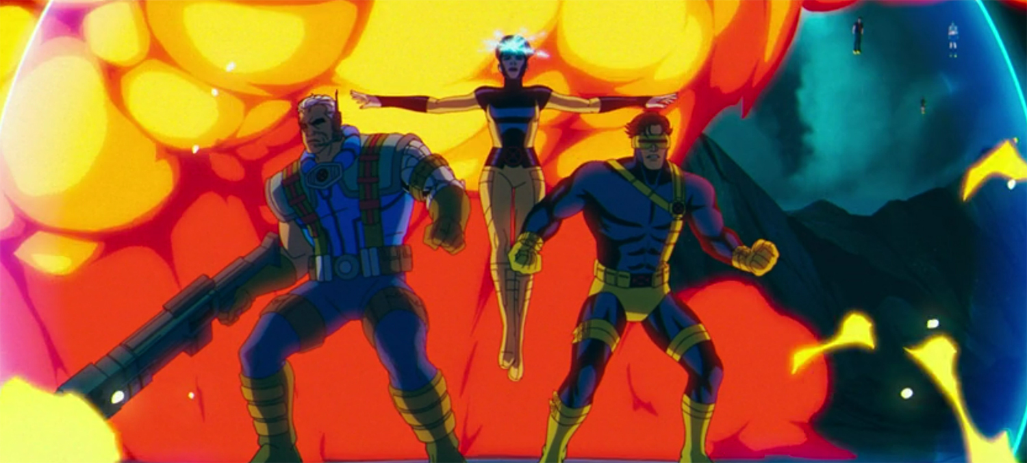 Jean, Cyclops, and Cable bond via explosions.